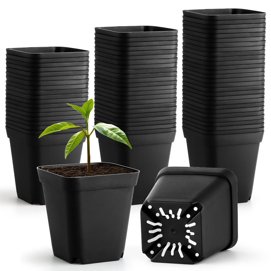 BTPLASTIK nursery pot 2.7 inch front view with drainage, ideal for seed starting.