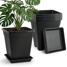 BTPLASTIK 10-inch square plant pots with drainage for stable balcony gardens.