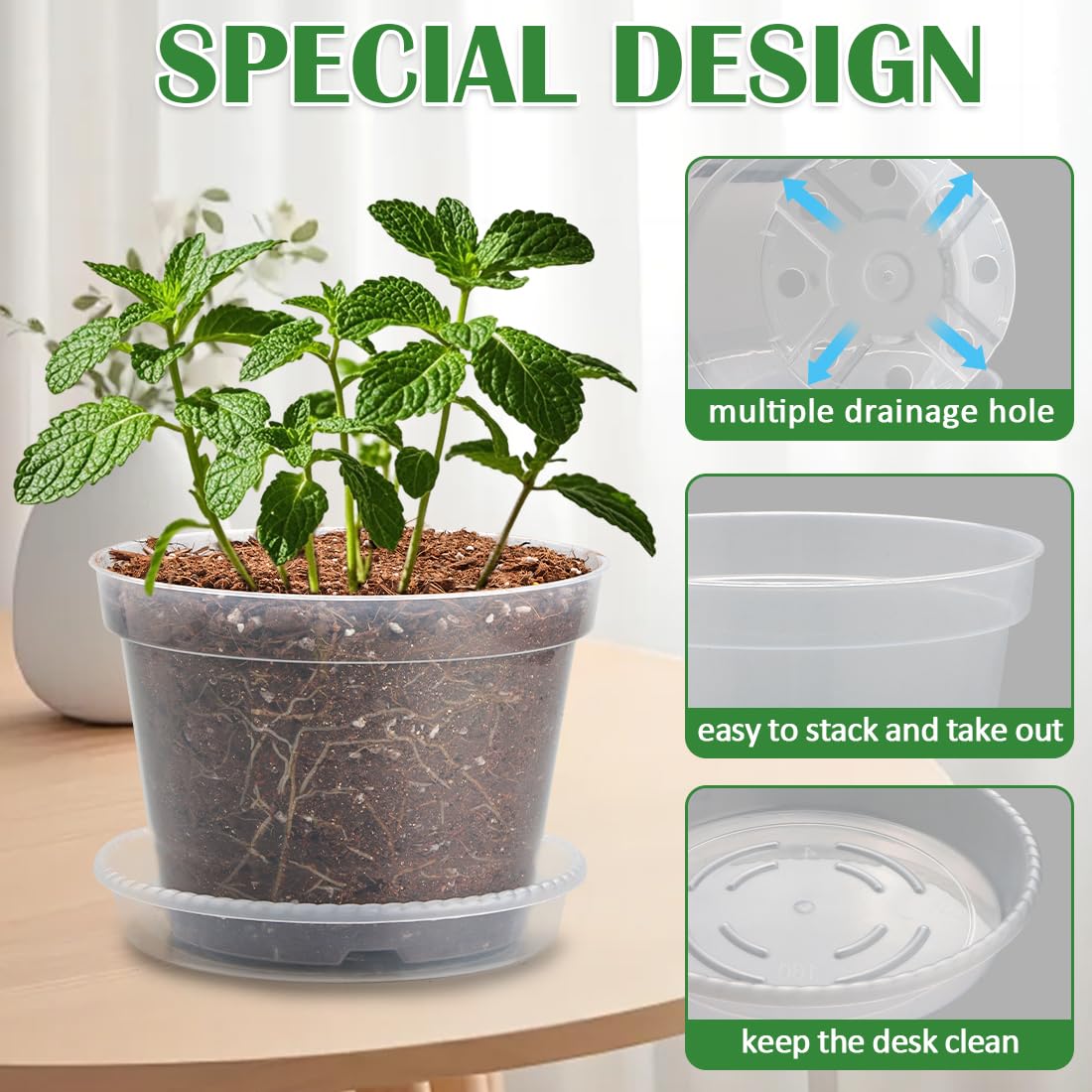 BTPLASTIK plant tray included catching spills to protect surfaces
