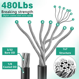 Btvsd nylon-coated wire rope 10ft provides rust-proof strength for outdoor use.