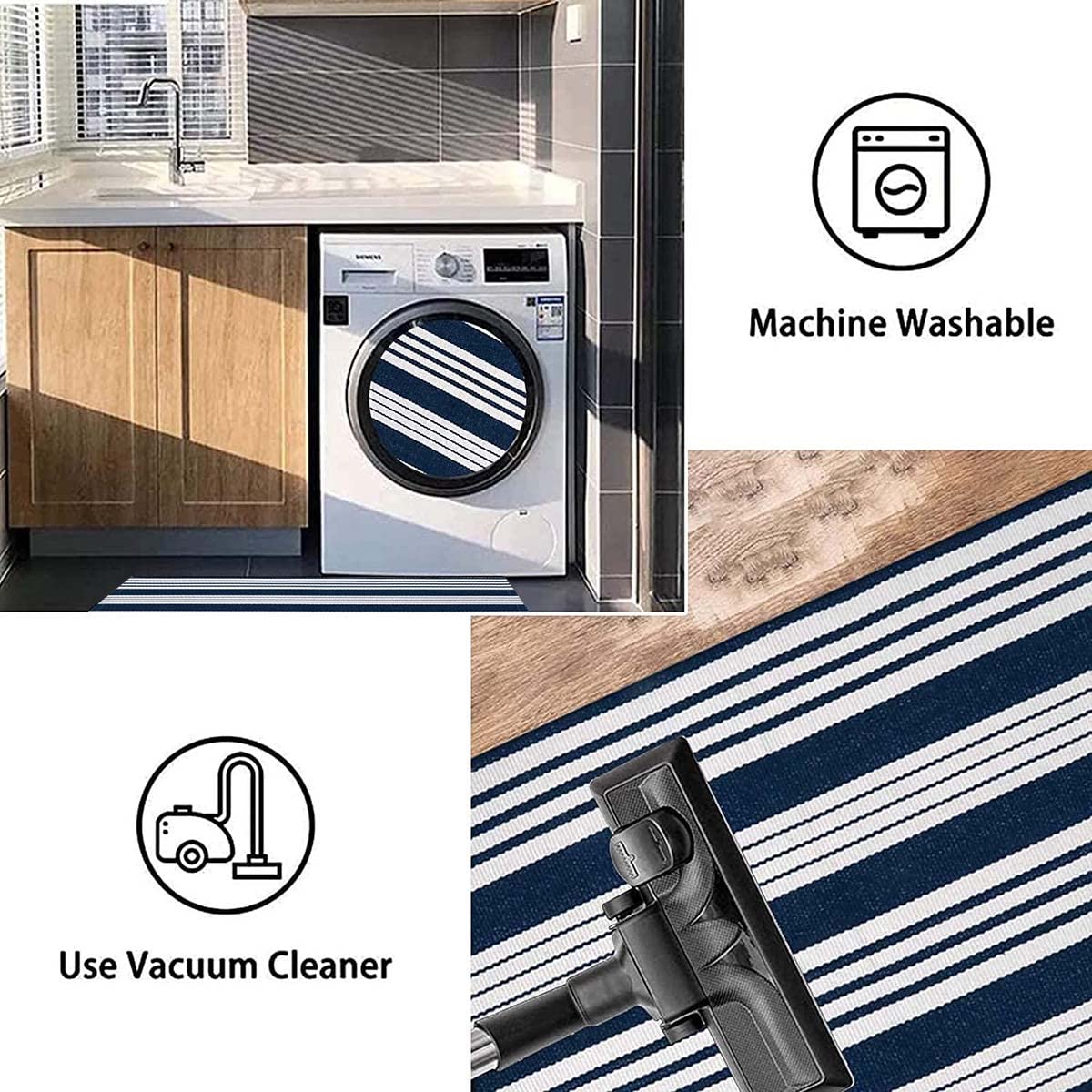 BUAGETUP easy-care rug is machine washable for simple cleaning.