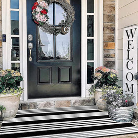 BUAGETUP modern farmhouse decor rug adds chic style to exteriors.