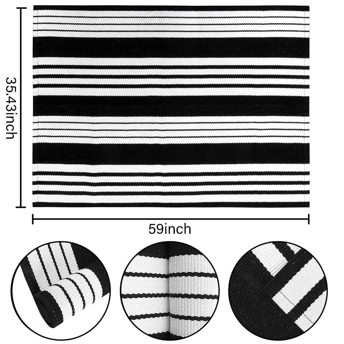 BUAGETUP striped texture front porch rug highlights modern farmhouse entry.