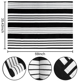 BUAGETUP striped texture front porch rug highlights modern farmhouse entry.