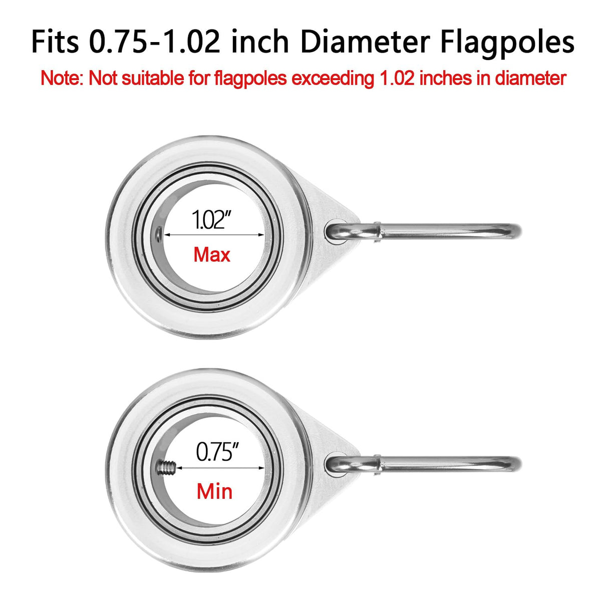 Bubblythe aluminum flag ring assembly shows durable build for windy conditions.