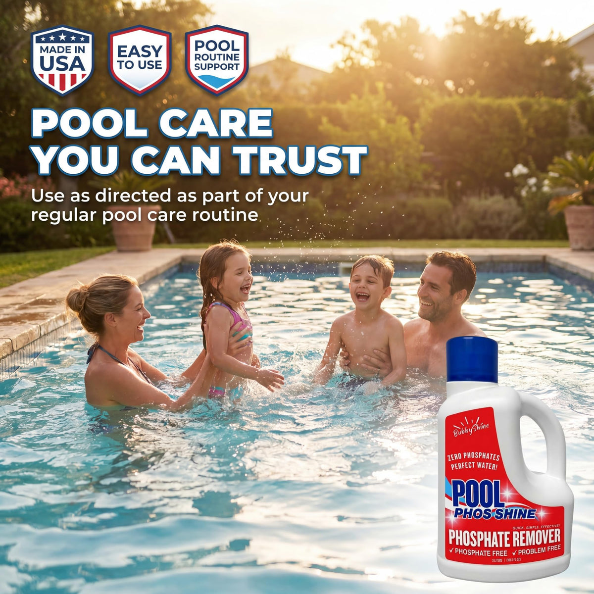 Pool filter being backwashed after dosing with BubbyShine