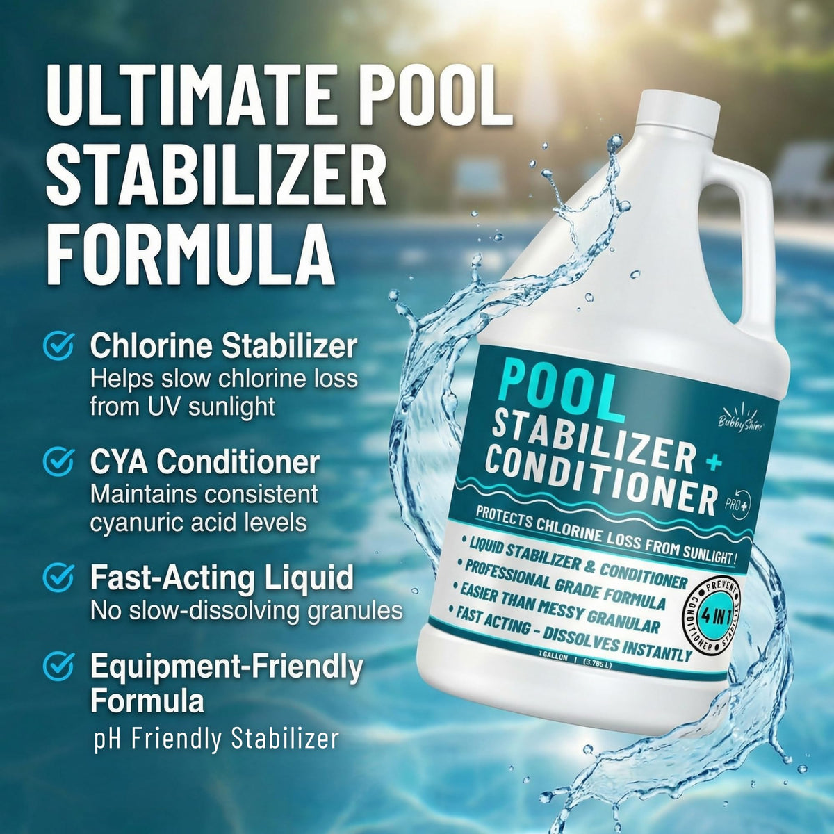 Close-up of BubbyShine stabilizer label with usage details