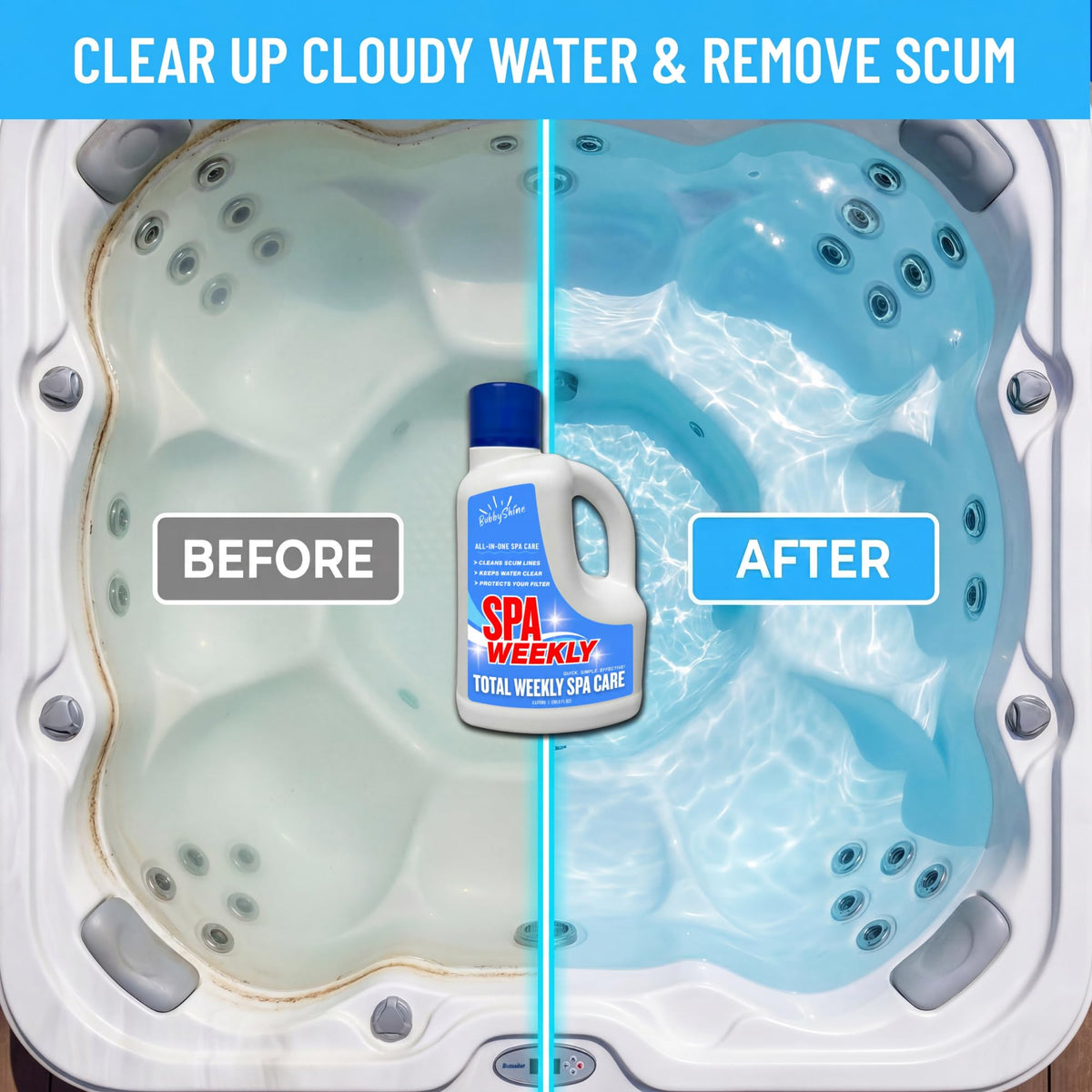 BubbyShine quick weekly step with capful dosing and circulation