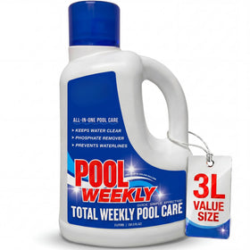 BubbyShine weekly bottle pour shows easy dosing for clearer water