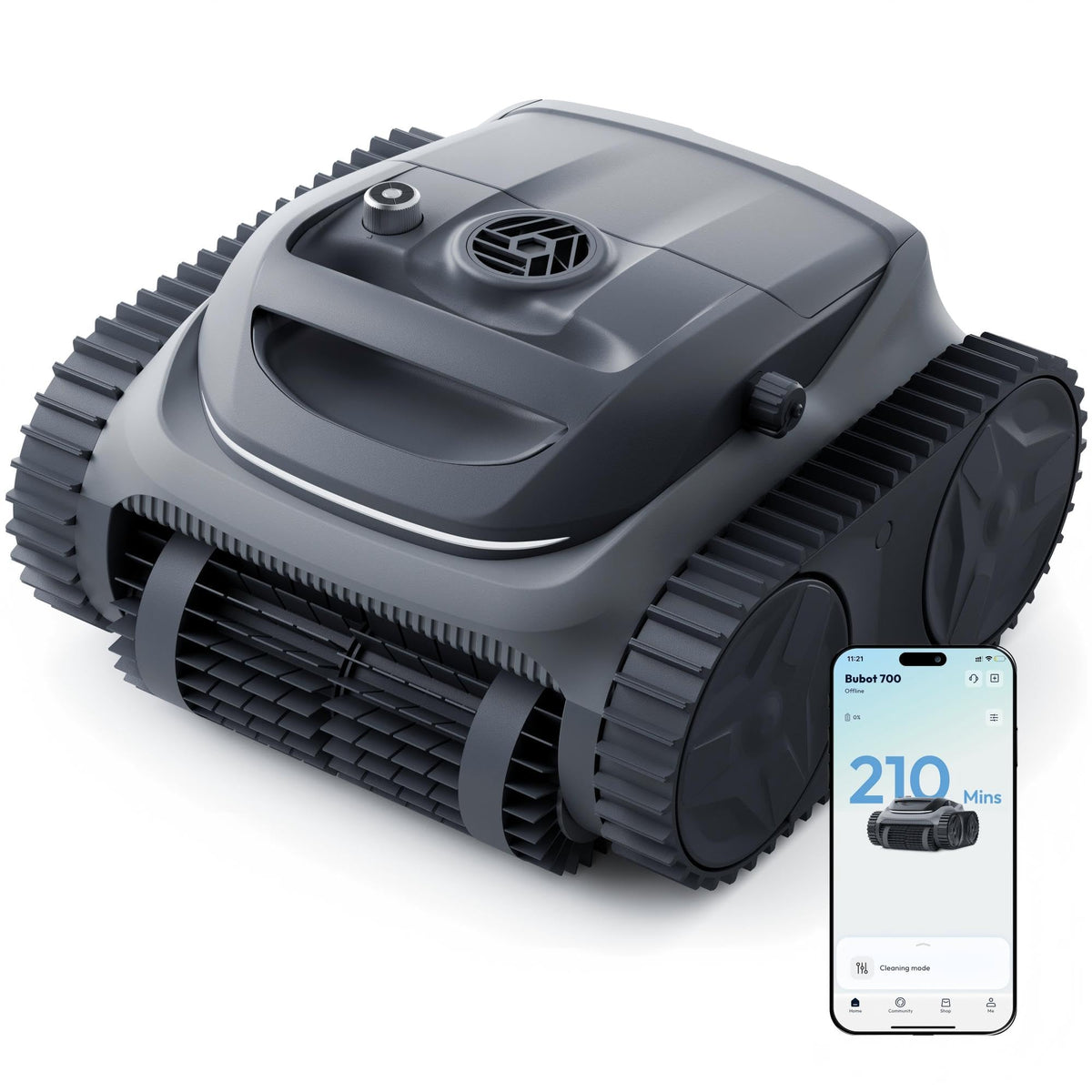 BUBLUE Bubot 700 front view with space gray housing for easy poolside handling