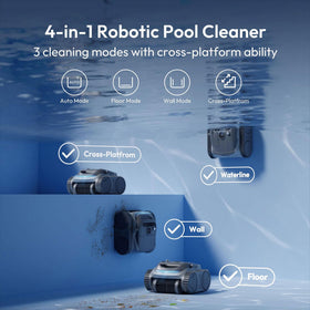 BUBLUE Bubot 700 wall cleaning in action along pool wall