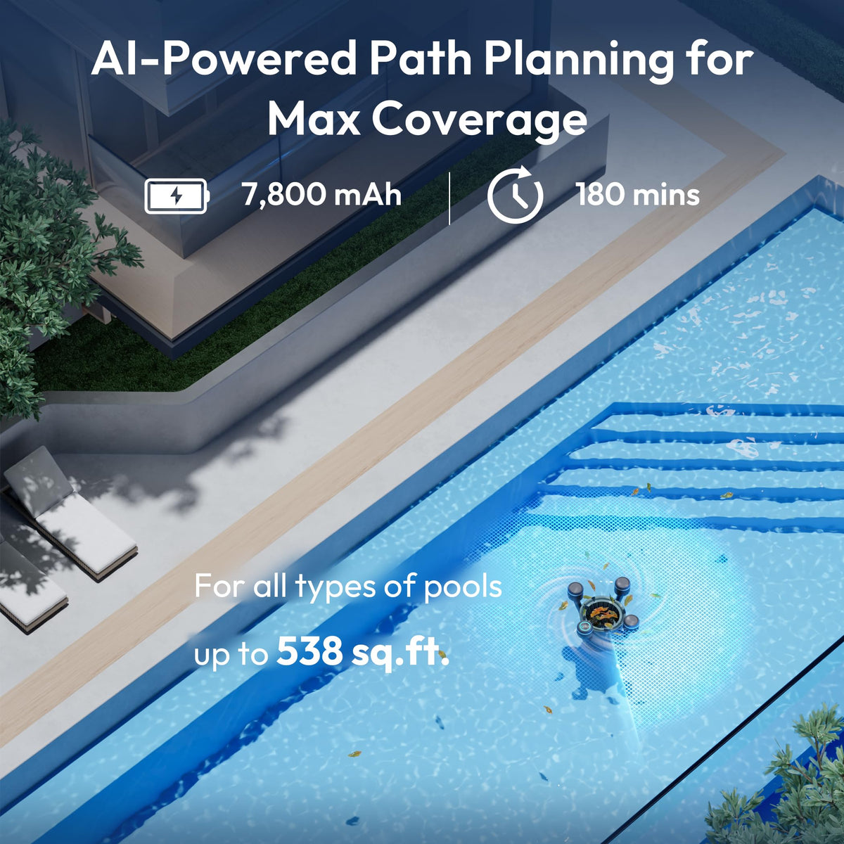 BUBLUE F10 AI navigation path planning guiding efficient cleaning.