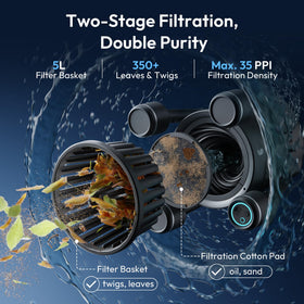 BUBLUE F10 BuVortex V5 filtration system visible during debris capture.