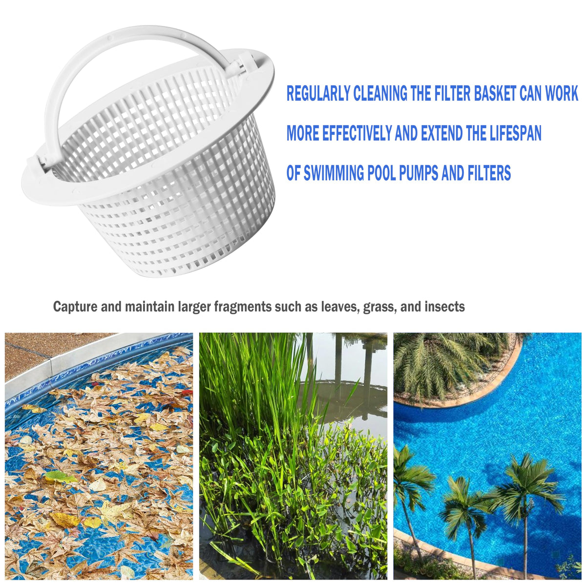 Buccilly 513330 skimmer basket dimensions ensure precise fit with thru-wall skimmers
