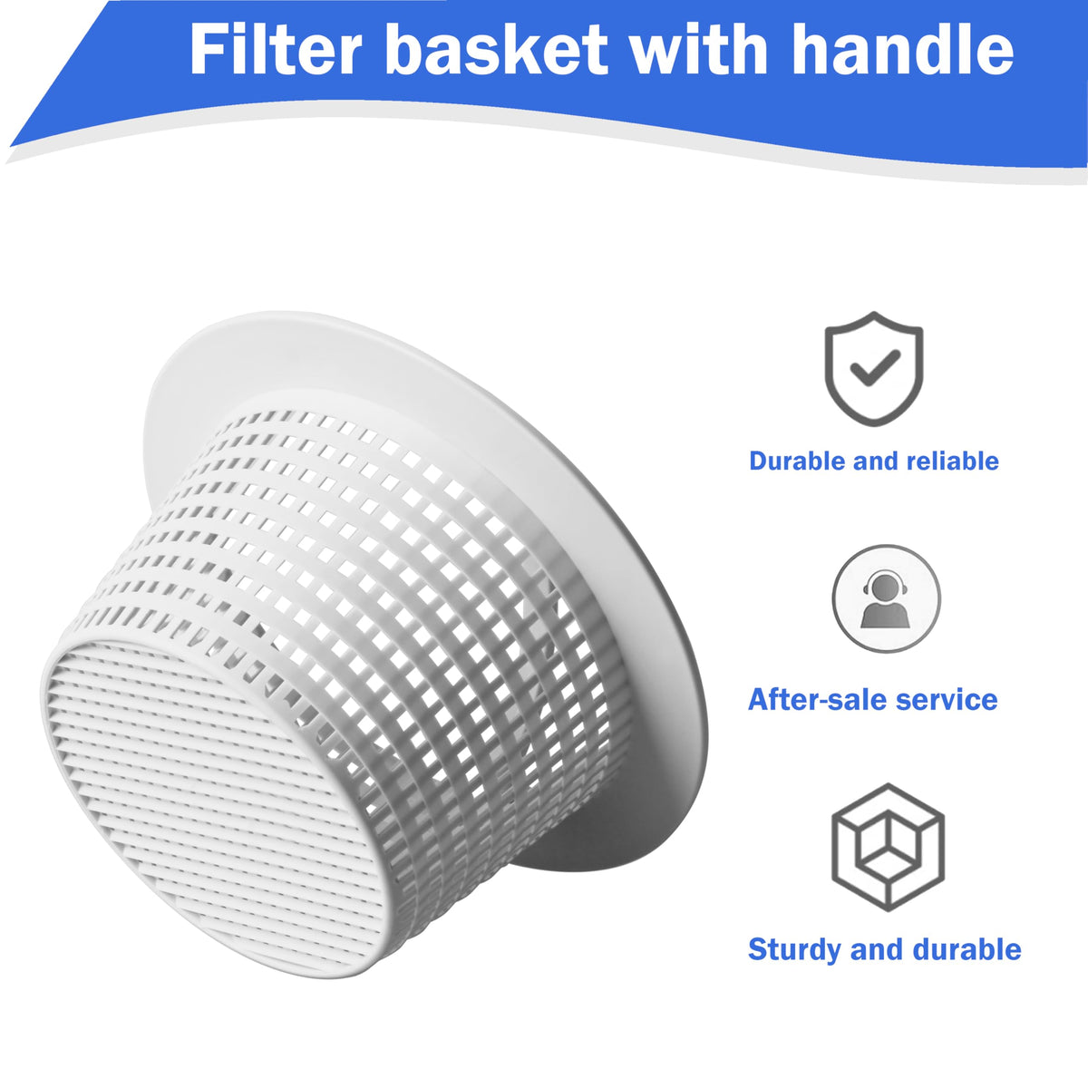 Buccilly 513330 skimmer basket ergonomic handle for mess-free debris removal