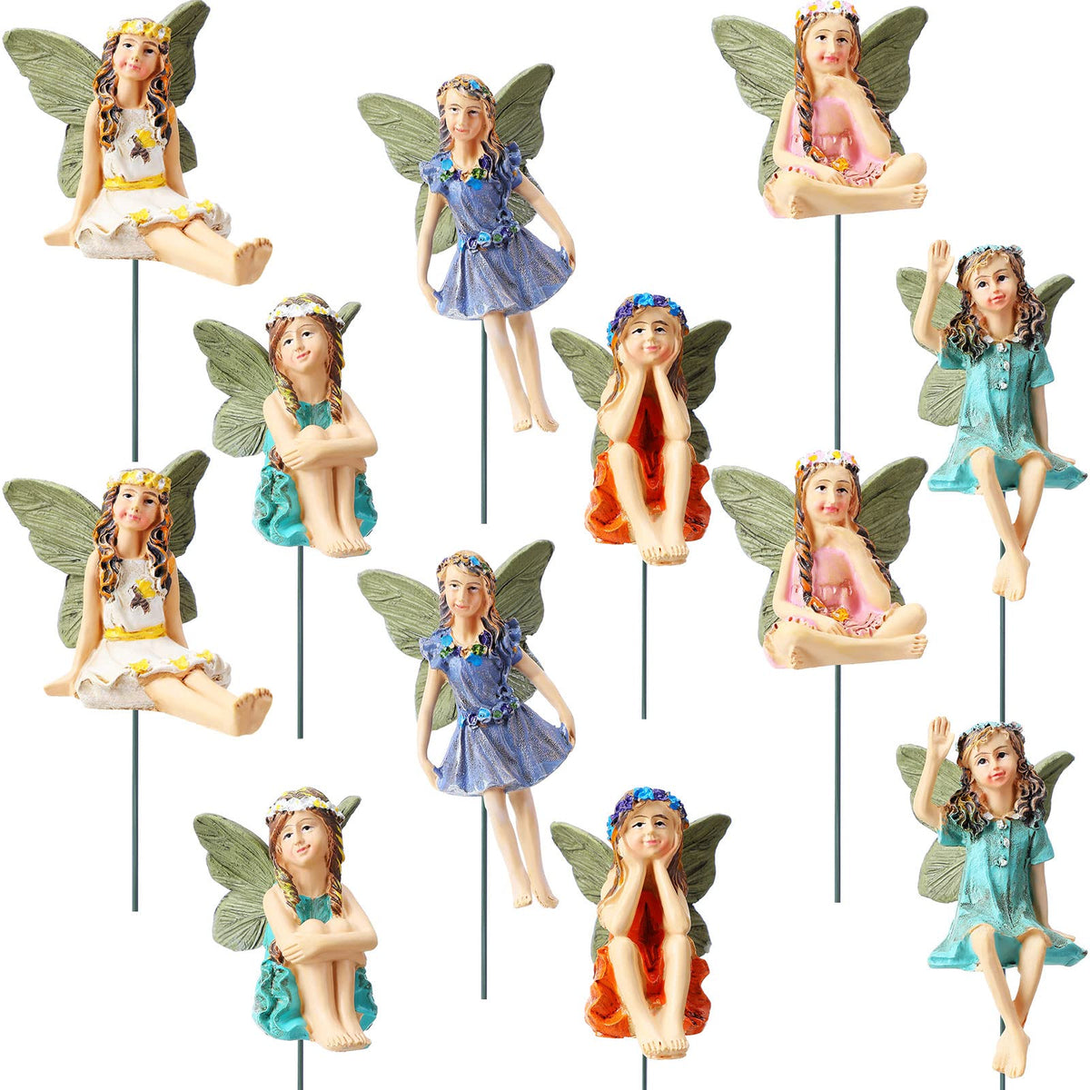 Bucherry 12-piece garden mini fairies set displayed together for cohesive outdoor decor