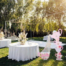 Bucherry wildflowers and PVC stand create vibrant, layered garden decor