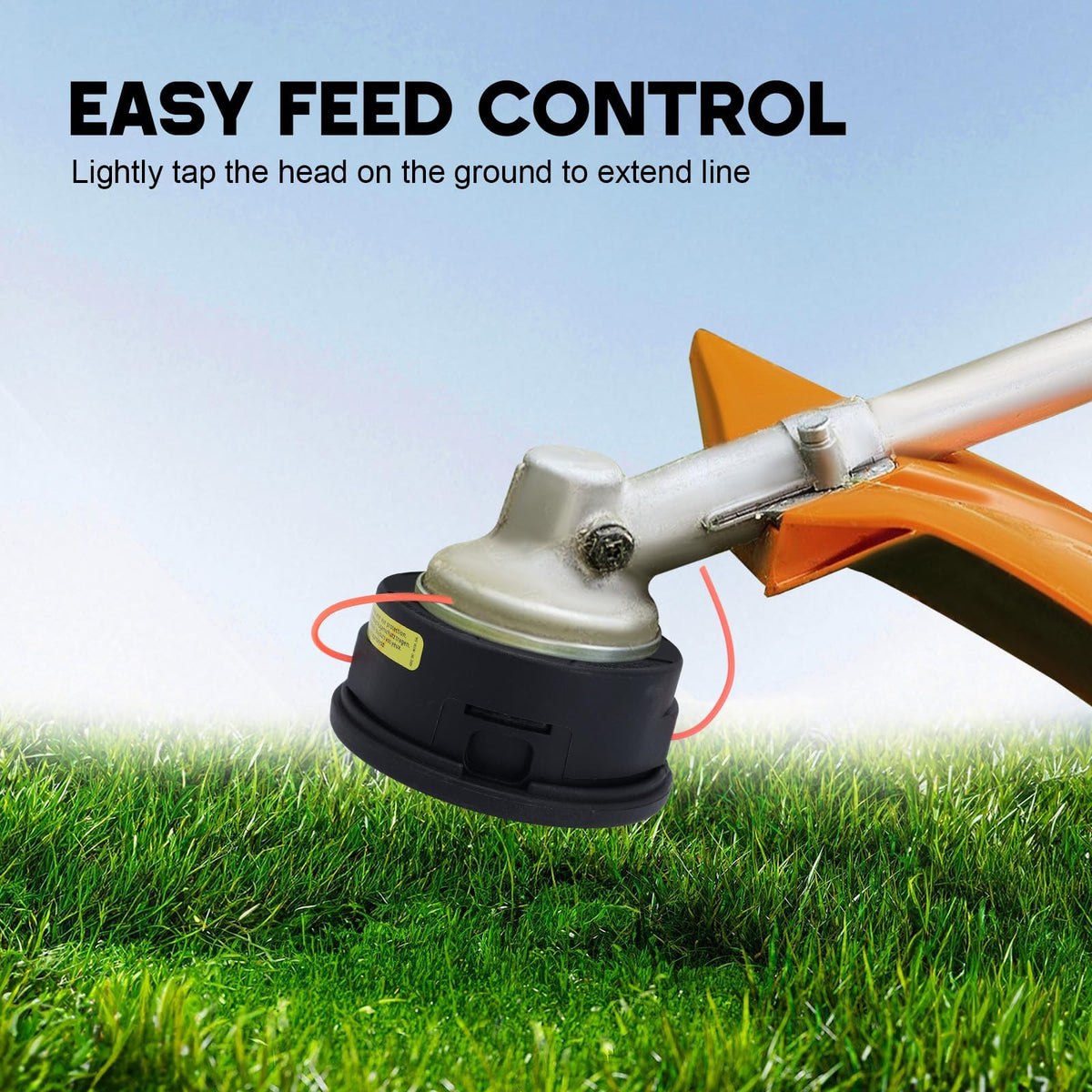 Buckbock Durable plastic trimmer head built for residential trimming.
