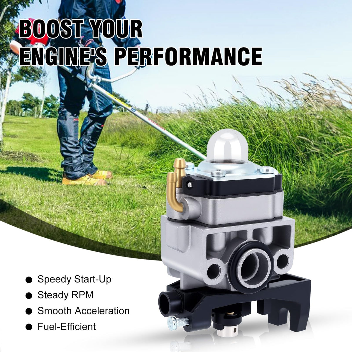 Buckbock FG110 tiller carburetor connection ensures steady power delivery.