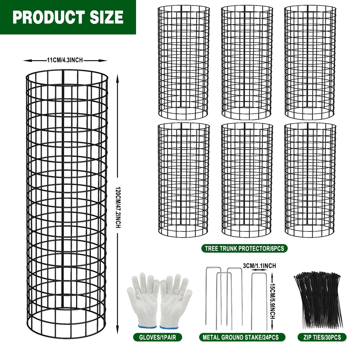 Budiwati metal mesh guard panel 13.7x48 inches shields small trees.
