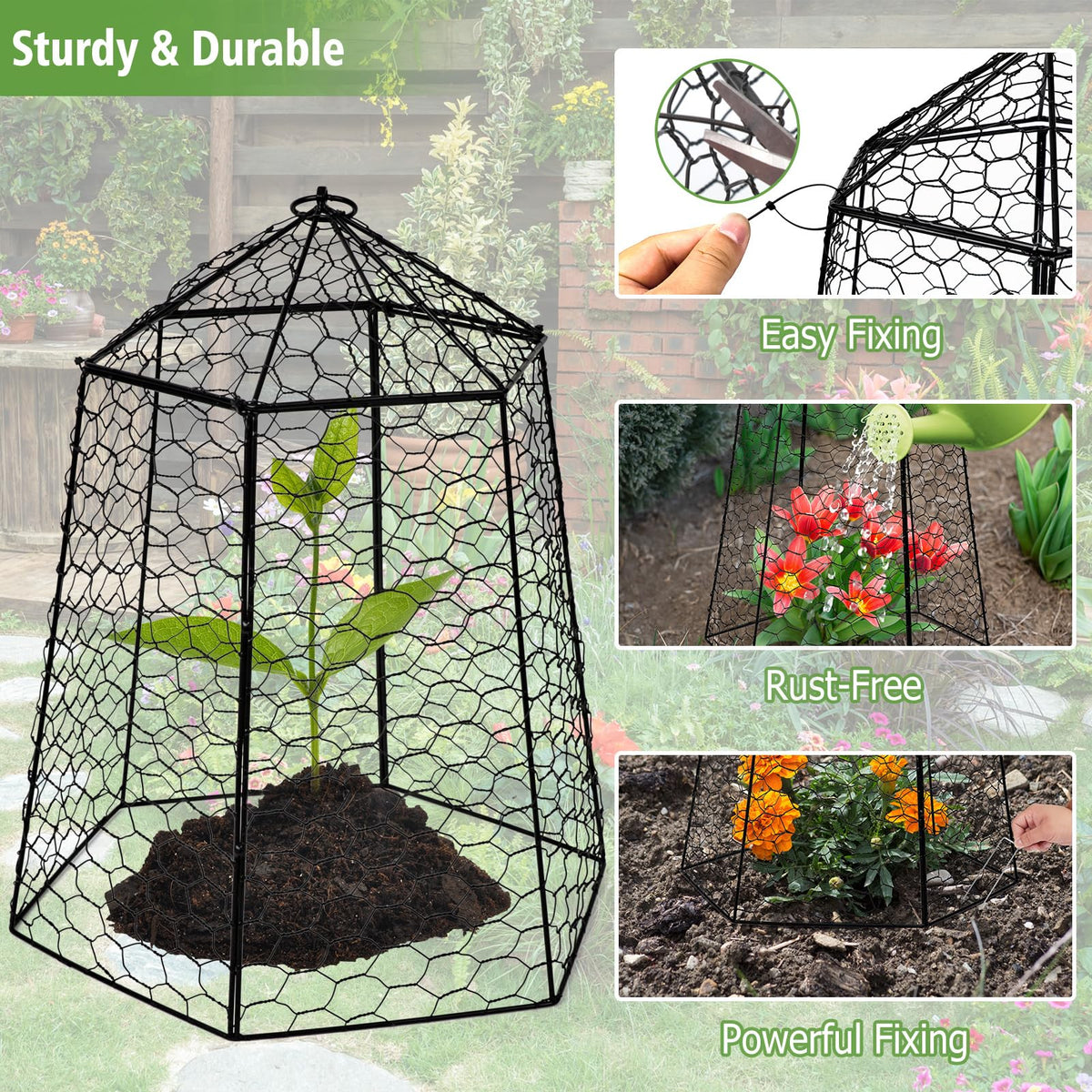 Budiwati straps simplify setup and fasten around growing plants securely.
