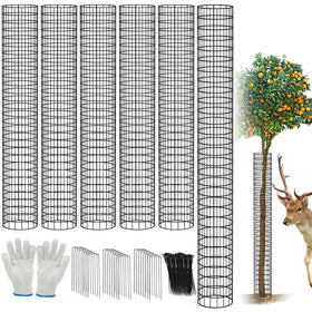 Budiwati tree trunk protector guard assembled around a sapling for deer deterrence.