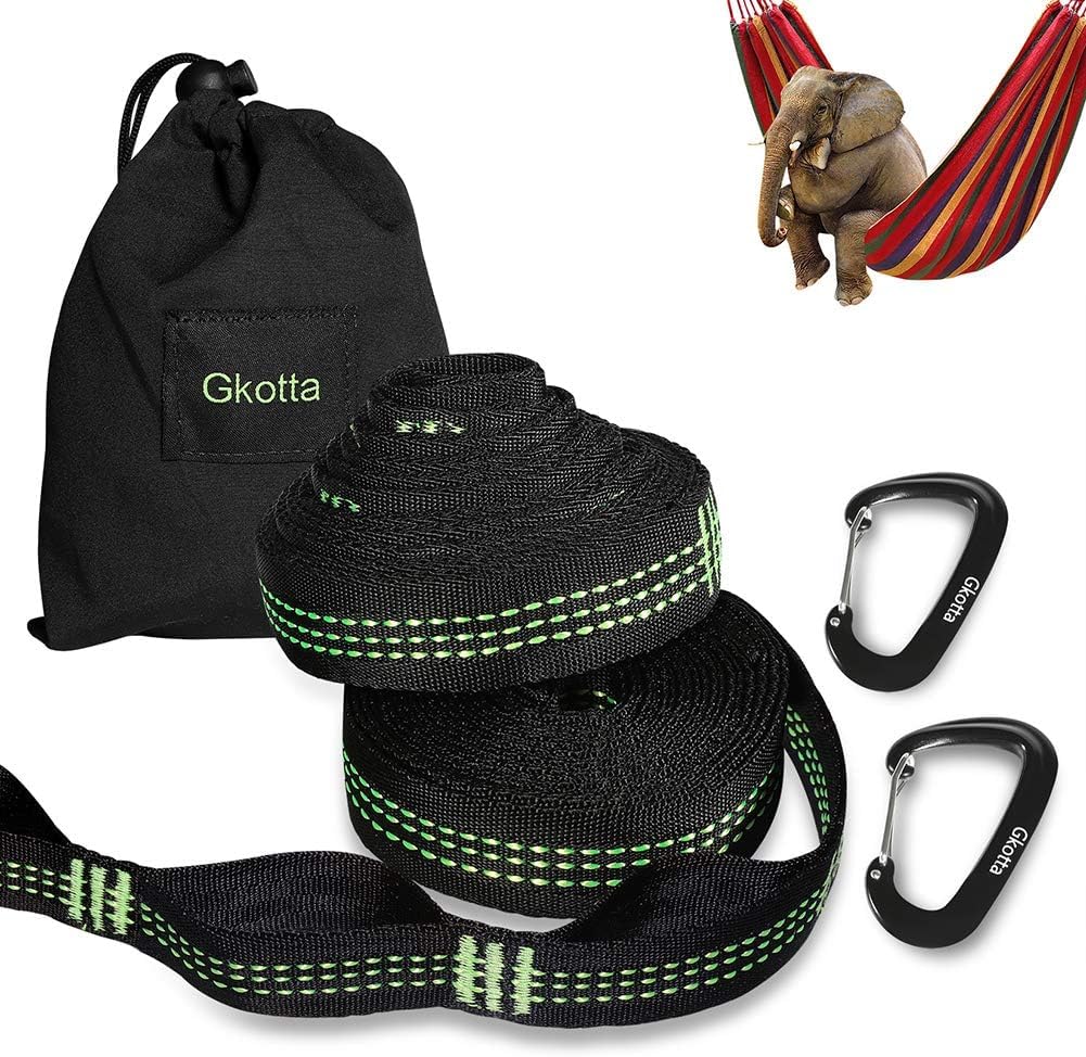 Budobeg hammock straps setup around a tree for quick, secure suspension