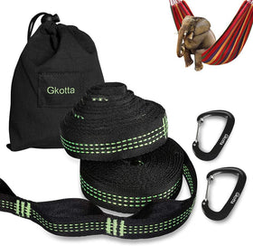 Budobeg hammock straps setup around a tree for quick, secure suspension