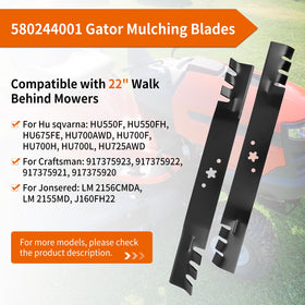 Budrash 22in mulching blade for Husqvarna HU775H supports even mulch