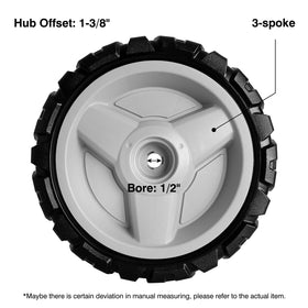 Budrash 3-spoke wheel design simplifies installation on compatible mowers