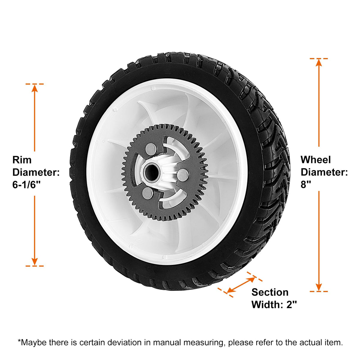 Budrash close-up of 52-tooth drive gear on the wheel for reliable engagement.