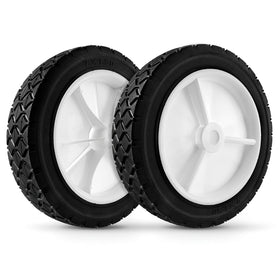 Budrash 72-107 wheels, 7-inch rubber tread, ideal for lawn mowers and garden carts.