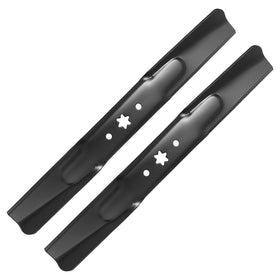 Budrash 742-04308 two-pack mower blades ready for installation.