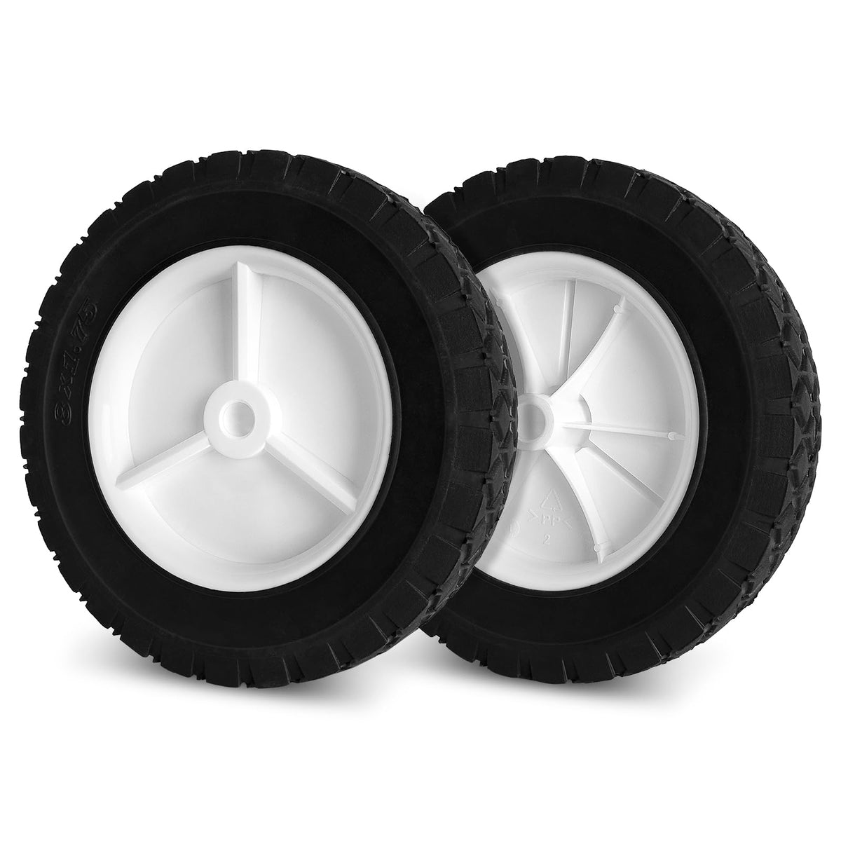 Budrash 8-inch universal wheels left view show durable diamond-tread grip