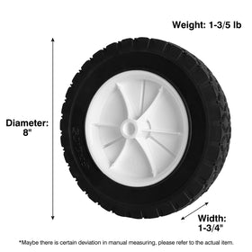 Budrash 8-inch universal wheels side view demonstrates compatibility across mowers and wagons