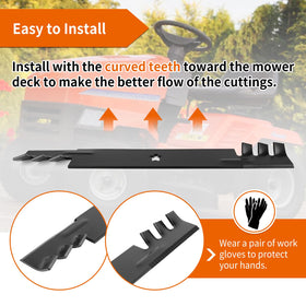 21-inch blade length and 2-1/2-inch width for 42-inch decks.