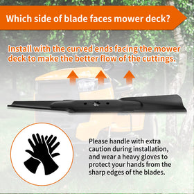 Budrash blade dimensions closeup reveals 23-1/4 inch length for compatible mowers.
