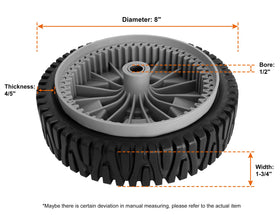 Budrash front wheel close-up showing 53 gear teeth for precise fit.