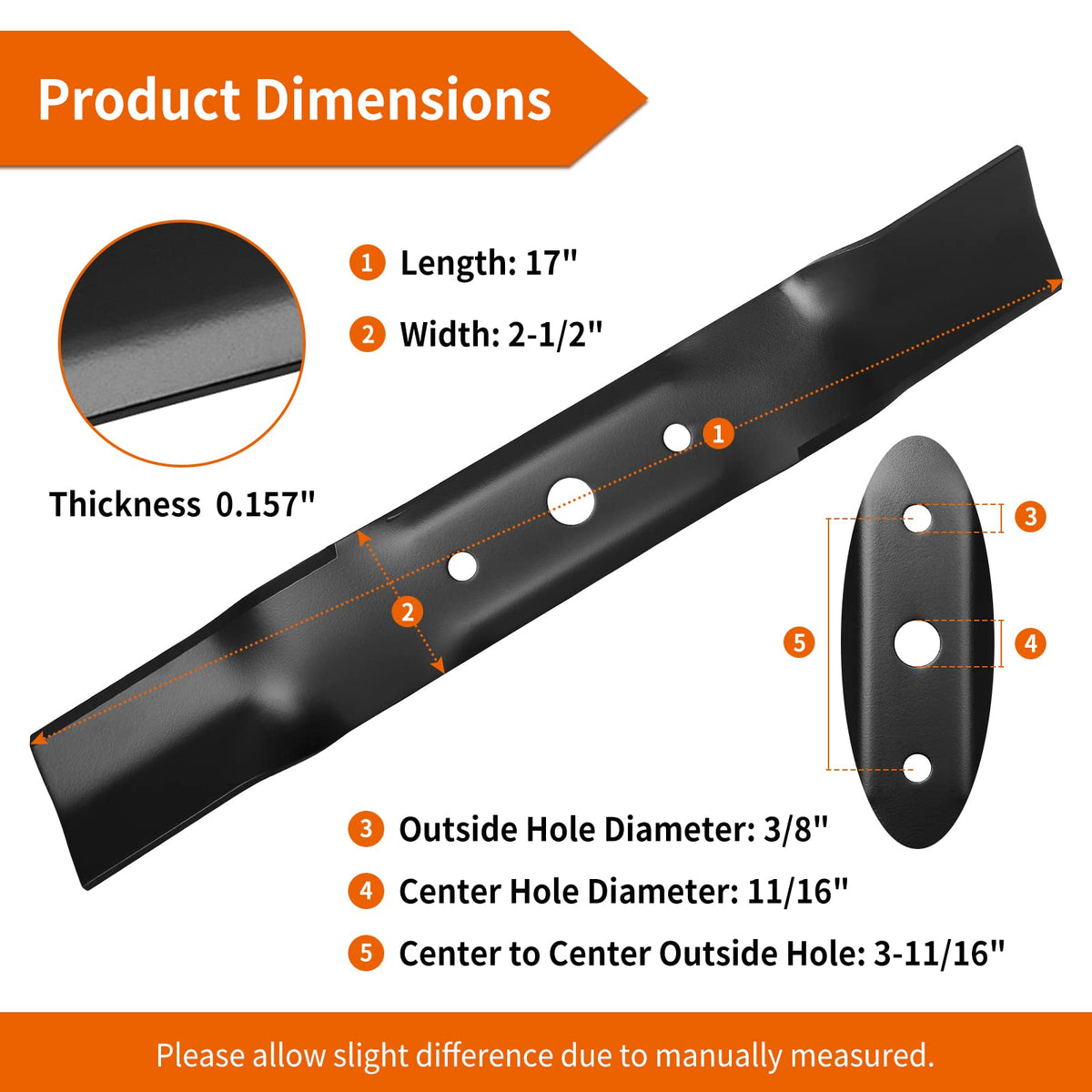 Budrash GX20250 high-lift blade ends improve airflow for cleaner cuts.