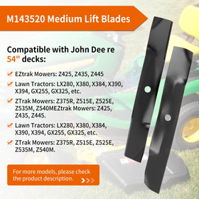 Budrash M143520 compatible with John Deere 54-inch decks for EZtrak and ZTrak series.