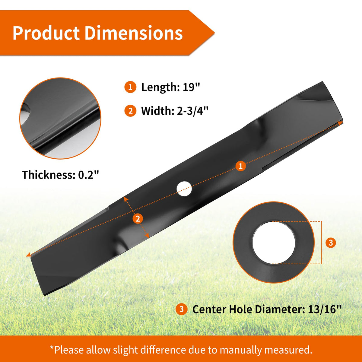 Budrash M143520 blade side angle highlighting robust construction for long-lasting lawn care.