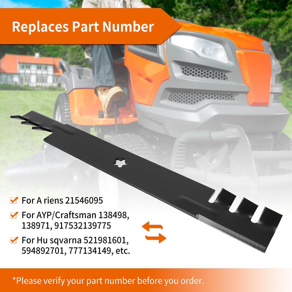 Toothed mulching blades with durable black coating for longevity.