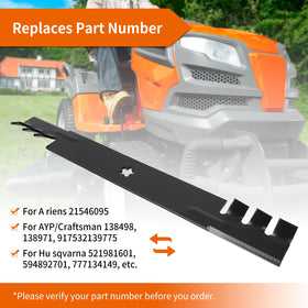 Toothed mulching blades with durable black coating for longevity.