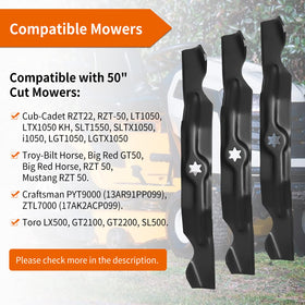 Budrash Troy-Bilt LT1050 compatible blade image for reliable deck fit.
