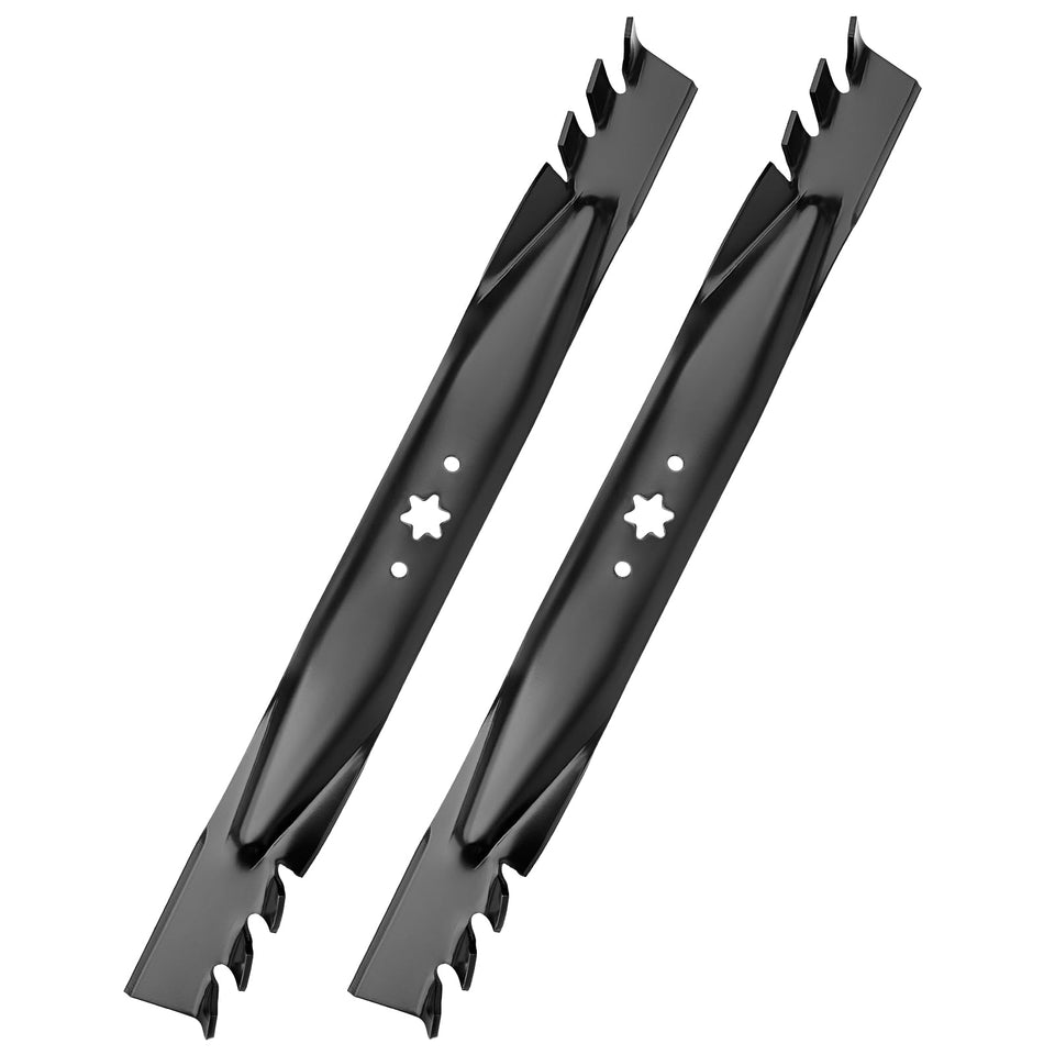 Budrash XT1 46 mower blades with 6-point star hub for precise fit.