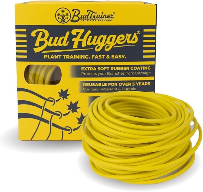 BudTrainer BudHuggers yellow 50ft ties for flexible plant training and support
