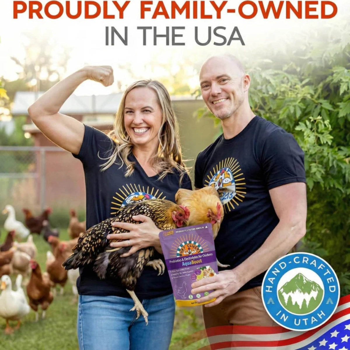Buff Clucks AquaBoost backyard-flock demonstrates convenient supplementation