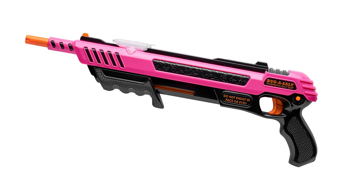 BUG-A-SALT Passion Assassin 3.0 pink design on display for pest control fun