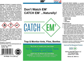 Bug Ball Catch EM' aerosol mist for pesticide-free pest monitoring and trap maintenance.