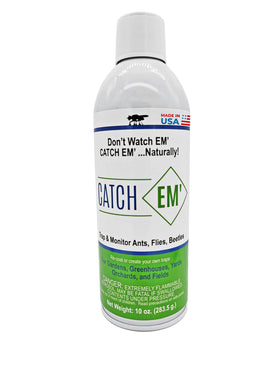 Bug Ball Catch EM' sticky coating aerosol spray for DIY insect traps and monitoring.